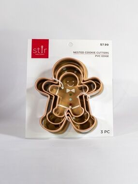 STIR Nested Set of 3 Comfort Grip Metal Cookie Cutters Gingerbread Men  NEW
